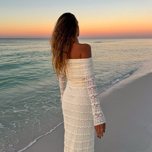 25 Edition – Elegant Off-Shoulder Lace Maxi Dress (Socialite Style)