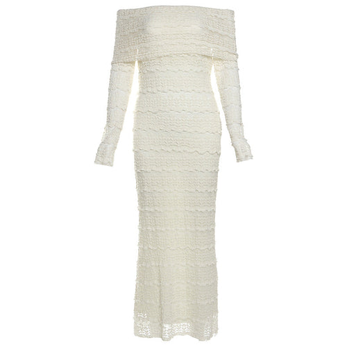 25 Edition – Elegant Off-Shoulder Lace Maxi Dress (Socialite Style)